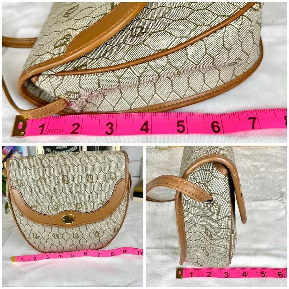 Dior Beige Monogram Canvas Shoulder Bag with Tan Leather Trim - Picture 15 of 16